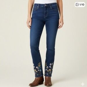 DRIFTWOOD Kelly Boot Cut Jeans Sunny Garden  Embroidered Size 29/32.5 Inseam NEW